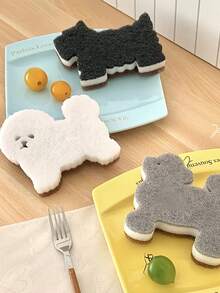 4 buc burete de spălat vase, lavetă abrazivă, burete de curățare a bucătăriei, burete compozit de spălat vase cu trei straturi, formă drăguță de câine, cadou perfect interesant