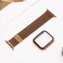 适用于40mm/41mm/42mm/44mm/45mm/46mm/49mm手表的磁吸式表带和表壳，男女通用，不锈钢米兰尼斯表带，全包覆式保护壳，兼容Ultra SE 11/10/9/8/7/6/5/4/3/2/1系列 - 玫瑰金 - 查看 2