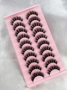 10 Pairs Of 3D Fluffy Artificial Mink Slim False Eyelashes Thick False Curling False Eyelashes 3D Natural False Lashes Suitable For Holiday Parties False Eyelashes Cat Eye Lashes For Cosplay Manga Various Occasions