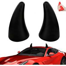 Devil Horns For Car, Car Devil Horns, 3D Car Styling Devil Horns Sticker, Halloween Motorcycle Car Roof Decoration Accessories, Black/Red Devil Horn Anti-Collision Protector (Black) - 黑色 - 查看 1