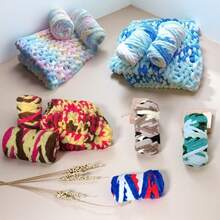 1包冰棒色粗毛线，多色雪尼尔毛线，适合手工编织；蓬松柔软超粗毛线，适合钩编；超粗毛线，适合手臂编织；拇指毛线，适合DIY毯子、宠物床、地毯、枕头和其他家居装饰品（17.64盎司/500克）