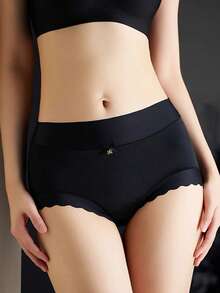 5 piezas de bragas de seda de mora de cintura media con volantes y sin marcas que levantan las caderas para mujeres - Multicolor - Ver 3