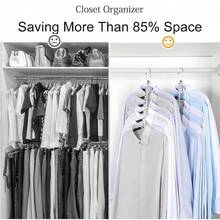 Clothes Hanger Space Saving, 6 Tier Shirt Coat Hangers Space Saving No Bump Shoulder Hangers With No Slip Foam Padded Hangers Closet Organizers And Storage For Men And Women 2 Pack-CT64B,Black2Pack - Black2Pack - 查看 3