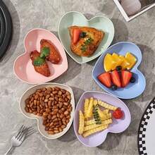 10pcs Heart-Shaped Plates, Durable Anti-Cracking Design, Pink And White, 6 Inch, Suitable For Family Gatherings, Desserts, Snacks, Romantic Table Decor, Party Plates, Snack Delivery, Elegant Tableware, Lightweight Salad, Sushi, Appetizer, Fruit, Cake Plates, Not Easy To Break, Wheat Straw Small Snack Dessert Plates, Multi-Color Options, Heart-Shaped Bowls, Party Tableware, Appetizers, Decorative Bowls - Multicolor - View 3
