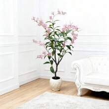 4FT Indoor Artificial Trees For Home Decor, Outdoor Pink Fake Flowers, Fake Plants, Bonsai Tree, Model Trees, Faux Tree For Living Room Bedroom Study Office Hotel Lobby Wedding Decor Commercial Venues - Pink - View 4