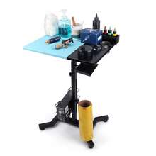 Estación de Trabajo de Tatuaje Portátil Grande, Soporte de Altura Ajustable con Almohadilla Antideslizante, Ranura de Almacenamiento, Mesa de Instrumentos de Salón, Tripartite Estación De Trabajo Para Tatuajes Carrito Con Bandeja Para Salón De Tatuajes Mesa De Trabajo Portátil Con Estante De Almacenamiento Desmontable Reposabrazos Para Tatuajes Escritor - Negro - Ver 7