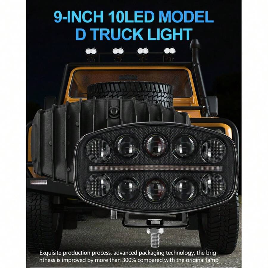 10-Inch LED Driving Light Bar 200W, White High/Low Beam + Amber DRL, 12V-48V Universal Square Work Light For Trucks, SUVs, ATV, UTV, Off-Road Exterior Fog Light