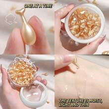 28pcs/Bottle Vitamin C Moisturizing Essence Capsules, Tightens Skin, Hydrates And Moisturizes, Natural Ingredients - Gently Nourishes Skin, Essence Capsules, Face Cream, Suitable For All Skin Types Including Sensitive Skin. - Gold - View 2
