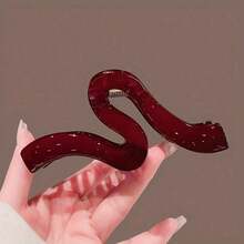 1PC Burgundy Acrylic Hair Clip For Women Elegant Wine Red Statement Piece Minimalist Bohemian Vintage Style Hypoallergenic Lightweight Hair Accessory For Wedding Party Beach Vacation Gift For Her - 酒紅色 - 查看 5