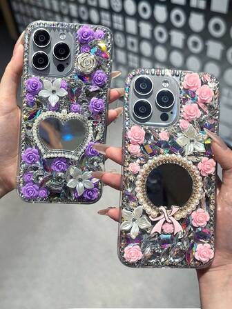 Funda de teléfono con protección de borde, estilo fresco, con borlas y diamantes, a prueba de golpes, para mujeres, disponible para múltiples modelos de Apple