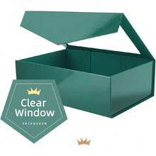 5 Large Green Christmas Gift Boxes With Windows, 13.5x9x4.1 Inches Clear Gift Boxes For Presents Contain Ribbons, Cards, Groomsmen Proposal Boxes, Easter Boxes Witagnetic Lids (Glossy Green),30187503 - 綠色 - 查看 5