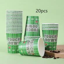 10pcs/20pcs/60pcs, Rugby Theme Party Supplies, 9oz Paper Cup Disposable Dinner Tableware Tailgate Rugby Birthday Matches Day Party Decoration Table Decoration,Footbal Party Cups Football Superbowl Sports Theme Party Decoration Accessories