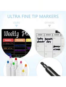 三件套磁性白板套装 - 黑色硅胶冰箱日历，带周/月计划表 - 含8支马克笔和板擦，适用于家庭/办公室 - 节日收纳必备，感恩节计划套装，圣诞节家庭日程安排，吸睛效率工具，新年目标追踪器