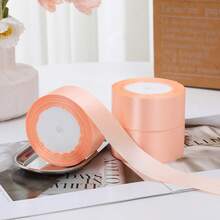 1 Roll 4cm Wide Satin Ribbon, Ideal For Making Bows, Hair Accessories, Cake Decoration And Bundling,Christmas Valentine Day - Apricot - View 5