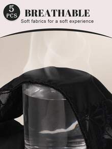 MEIYATING 5pcs/Pack Women's Low Waist Panties, Lace Patchwork Sheer Hollow Out Comfortable Floral Trim Sexy Everyday Underwear - Multicolor - View 6