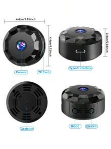 内置AP热点/WiFi热点，145°广角，移动侦测报警，高清红外夜视，360°旋转支架，菱形设计，支持安卓/iOS APP控制，150mAh电池可连续录制30-40分钟，5㎡录制范围，支持TF卡存储，720P高清分辨率，是完美的圣诞节和新年礼物。