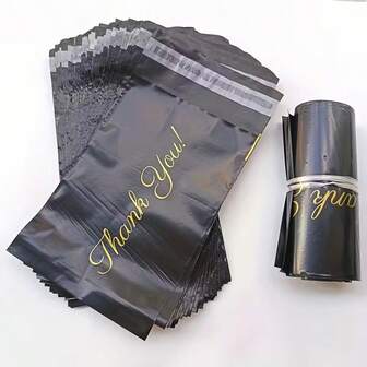 5/10/20/30/50/100 piezas Bolsas de Expresión "Gracias" impresas en negro | Adecuadas para pequeños paquetes, embalaje multiusos, autoadhesivas, material de PP