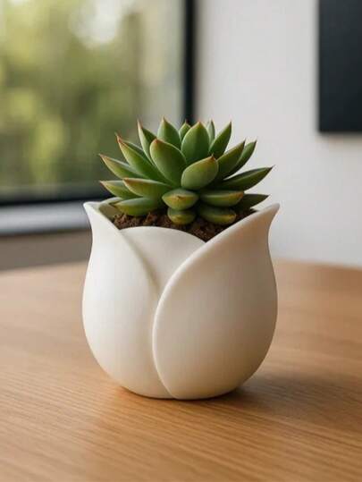 1 Stück Tulpen-förmiger multifunktionaler Stifthalter, Sukkulenten-Pflanzgefäß, Make-up Pinselhalter, geeignet für Innen-/Außenbereich Dekoration, ideales Geschenk für Zuhause, Büro & Geburtstag, Gartenwerkzeug, Innen- und Außendekoration, Büroschreibtisch Geschenk