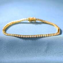 2 st 2,0 mm tennisarmband, 18K guldpläterat 2 mm kubisk zirkonia klassiskt tennisarmband - Guld*2 - Visa 2