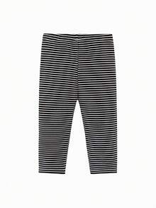 mini bala Baby Girls Thermal Lined Warm Leggings Winter 2025, Soft Stretchy Comfort Fit - Black and White - View 5