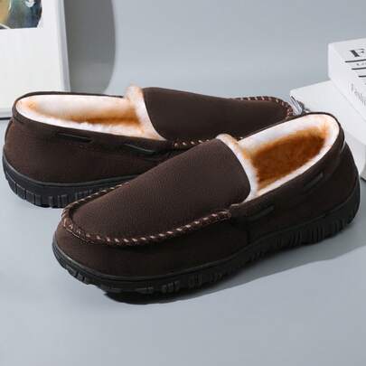 NCCB Pantufas masculinas quentes, mocassins, sapatos de casa para homens, chinelos de espuma viscoelástica para ambientes internos e externos