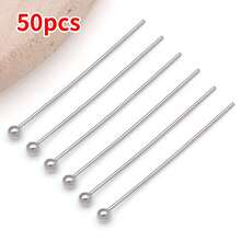 50pcs 16/20/25/30/35mm Elegant Classic DIY Jewelry Findings Kit Copper Plated 18K Gold, Thick Silvery & Platinum Ball Head Pins With Floral Pearl Seats Perfect For Bracelets, Necklaces, Earrings, Wedding & Party - Multicolor - View 24