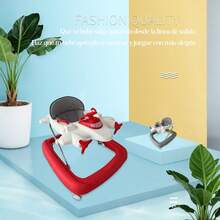 Andador para Bebés Diseño de Avión, Plegable con Juguetes Musicales e Iluminación, Estructura Estable Multicolores, Ayuda al Aprendizaje del Caminar, Asiento Cómodo Desmontable - Regalo Ideal para Niños - Marrón - Ver 4
