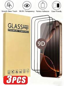 3pcs Full Coverage High Definition Anti-Scratch Anti-Dust Tempered Glass Screen Protector, Compatible With 17 Pro Max/17/17 Pro/17 Air/16 Pro Max/16/16 Plus/16 Pro/15 Pro Max/15/15 Pro/15 Plus/14/13/12/11/XS/6/7/8 Plus/SE2/SE3. Birthday, Family, Friend Gift, Phone Screen Protector, Phone Accessories, Waterproof, Shockproof, Anti-Fall, Anti-Fingerprint. - Clear - View 28