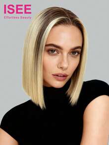 ISEE Hair Made Of 100% Unprocessed Human Virgin Hair Straight Wig 180% Density 10-14 Bob Inch 13*4 Transparent Frontal Lace Brown Root Blonde Ombre Hair Pre-Cut Lace Pre-Plucked Hairline Unprocessed Human Hair High Quality Wig Artistic Elegance Active Energy Casual Everyday Romantic Getaway Sport Vacation Bridesmaid Gifts - S60/3 - View 1