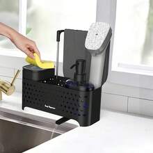 Kitchen Liquid Hand Soap And Dish Soap Set, Dual-Purpose Soap Dispenser With Sponge Holder And Cloth Rack, Designed For Easy Draining. A Practical Little Tool For Kitchen Countertops, Also Suitable For Bathroom And Kitchen, An Excellent Holiday Gift. - Multicolor - View 2
