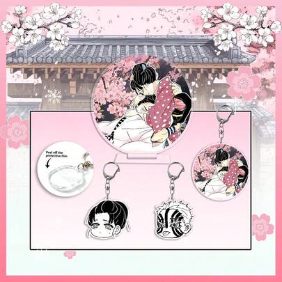 : Infinity Castle Arc Anime Keychain & Standee - Himejima Gyomei/Kanroji Mitsuri/Akaza Big Head Figure, Christmas Birthday Gift For Fans, Cute Collectible Decor For Backpacks Home