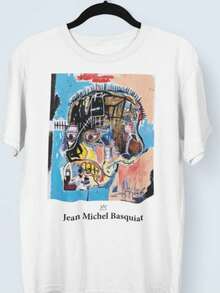 Basquiat Shirt, Jean Michel Basquiat Print, Pop Art Shirt, Artsy Shirt, Abstract Shirt,Aesthetic Shirt,Graphic Shirts, 90s Shirts, Artsy - trắng - Xem 1