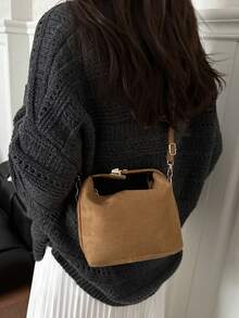 2025新款法式高端编织女士手提包，西式饺子包，小众质感通勤包，多功能托特包 - 棕色 - 查看 7