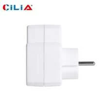 CILIA 1/2个二合一欧标转换插头，带2个德标插头，欧标转德标插头，带开关，16A 250V 3500W，白色，适用于家庭、旅行、办公用途