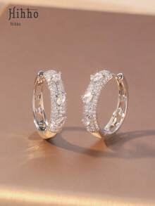 Hihho 1 Đôi bông tai Cubic Zirconia sang trọng, Bông tai trang trí bằng Zirconia lấp lánh, Thanh lịch để đeo hàng ngày và tham dự sự kiện, Trang sức dự tiệc thời trang - Nhiều màu - Xem 5