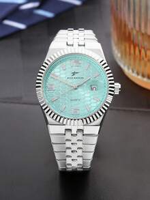 RICECGO 1pc Men's Fashionable Luxury Steel Band Quartz Watch, High-End Sophisticated Business Wristwatch, Multiple Color Options, Suitable For Daily Wear And Business Meetings, Ideal Gift For Birthday, Father's Day, Valentine's Day, Men's Watch, Men's Gift - 銀色 - 查看 8