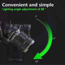 KENSUN 1000000流明 XHP360 头灯，26650 可充电 LED 头灯，钓鱼头灯，专业头灯，防水露营头灯 - 黑色 - 查看 12