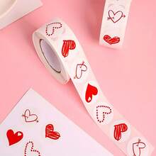 Autocolante cu inimioare roșii pentru Ziua Îndrăgostiților - Autocolante lucioase cu inimioare, arcuri, săgeți și pictograme Cupidon - Foi de autocolante din hârtie vrac pentru împachetat cadouri, felicitări, plicuri, decorațiuni de petrecere (roz și alb) - Multicolor - Vizualizare 3