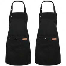 2 Pack Kitchen Aprons For Women, Adjustable CooFKing Aprons For Women With Pockets, Waterproof Chef Aprons,Black - Black - View 1