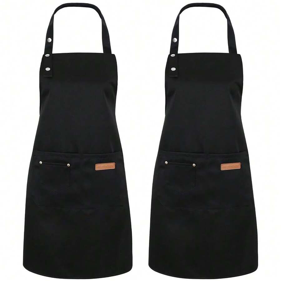2 Pack Kitchen Aprons For Women, Adjustable CooFKing Aprons For Women With Pockets, Waterproof Chef Aprons,Black - Black - View 1