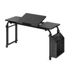 Huisuilinss Overbed Table With Wheels,Mobile Bed Desk,Adjustable Length & Height Rolling Laptop Table,Over Bed Table,Multi-Use Computer Desk For Hospital Home Office - 47.24" Negro - Ver 9