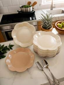 10pcs Solid Color Four-Color Palettes, Gradient Prop Paper Plates, 9-Inch Size, Party Decorations, Suitable For Family Gatherings, Graduation Ceremonies, Weddings, Party Decorations, Halloween, Christmas Events And Party Supplies. - Multicolor - View 6