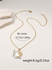 Nooxian 1 buah Kalung Perhiasan Emas Wanita, Kalung Liontin Matahari Cangkang Bertatahkan Tembaga, Aksesori Serbaguna untuk Pemakaian Sehari-hari - Yellow Gold - View 6