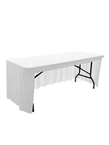 1pc White Spandex Tablecloth 4ft/5ft/6ft/8ft/10ft, 3-Sided Stretch Table Cover For Trade Show, Wedding, Birthday Party, Home Decor, Cake Table, Holiday Decoration - Multicolor - View 43