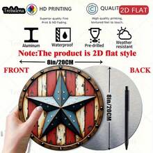 2D Flat, Trebalena 2D Flat Metal Wall Art - Rustic Texas Star Vintage Americana Decor With Distressed Wood Look Shield Design, Stars & Stripes Aluminum Sign For Home, Barn, For Man Cave, Porch, Outdoor Garden - Independence Day Wall Decor, No Electricity Needed, Southwestern Home Decor, Porch Decoration, Weatherresistant Finish, Patriotic Collectors, Barn Decoration, Country Living, 2D Flat - Nhiều màu - Xem 7