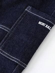 mini bala Boys "Soft Denim" Cargo Jeans Winter 2025, Durable Fade Resistant Warm Pants - Denim Dark Blue - View 7
