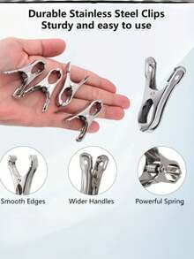 10pcs/20pcs/30pcs/50pcs Durable Stainless Steel Garden Clips, Super Grip Strength With 2-Inch Wide Opening - Rust-Resistant For Outdoor Use, Suitable For Securing Mesh - Multicolor - View 1