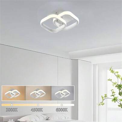 1pc LED Ceiling Light, Three Color Adjustable Brightness Decorative Lamp, 3000K/4000K/6000K, Suitable For Living Room, Bedroom, Hallway, Study, Indoor Lighting Fixture
