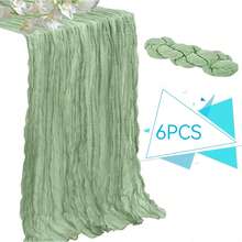 10 Pcs Sage Green Table Runner Bohemian Country-Style Table Runner, Suitable For Weddings, Baby Baptism Parties And Holiday Decorations - Sage Green - View 9