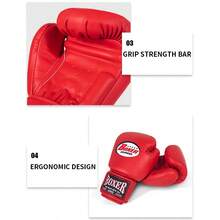 GINGPAI Professional Boxing Gloves For Adults, Men & Women, Muay Thai, MMA, Sparring, Genuine Leather Punching Mitts - Multicolor - View 6